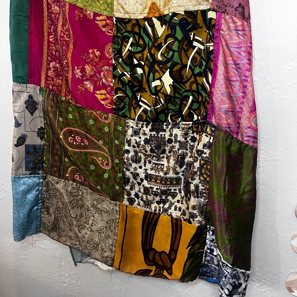 Patchwork Silk patchwork Wrap Skirt GreaterGood Boho Maxi Colorful One Size L‎ - Picture 5 of 15